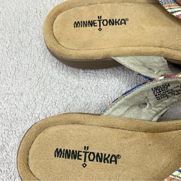 Minnetonka Striped Medallion Flip Flops Sandals-Women’s 11-Multicolor Pink/Tan - Picture 6 of 12